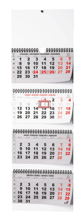 Kalendář nástěnný pracovní - čtyřměsíční skládaný / BNC6