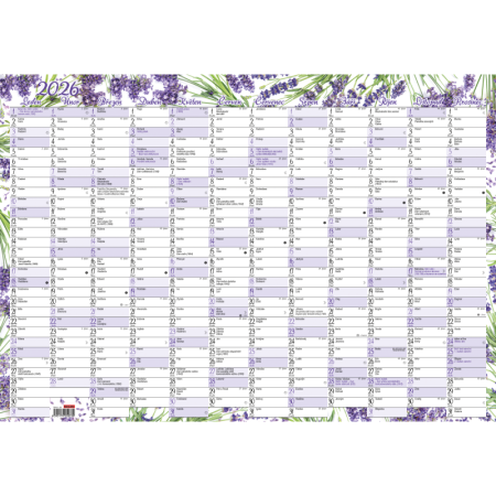 Plánovací roční nástěnná mapa - Levandule / BKA1