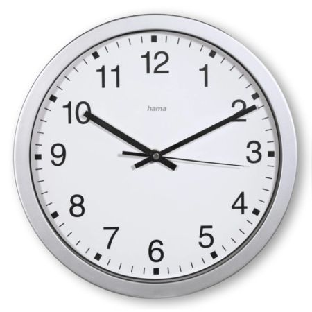 Nástěnné hodiny Hama Mallorca stříbrné / bílé prům. 30 cm