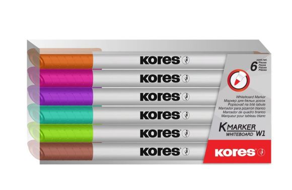 Popisovač Kores K-Marker Whiteboard - sada 6 ks / kulatý tenký hrot