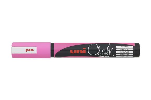 Popisovač křídový UNI Chalk Marker PWE-5M / fluo růžová