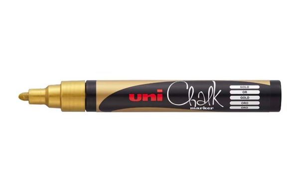 Popisovač křídový UNI Chalk Marker PWE-5M / zlatá