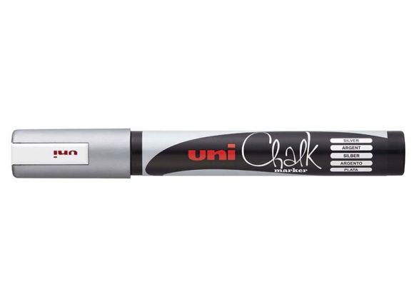 Popisovač křídový UNI Chalk Marker PWE-5M / stříbrná