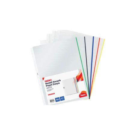 Závěsné obaly A4 Noki extra silný - čirý s barevným okrajem / 50 mic / 25 ks