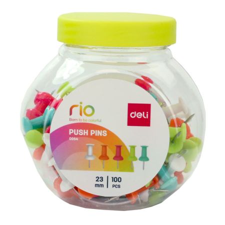 Špendlíky na nástěnku DELI - 100 ks / barevný mix Špendlíky na nástěnku DELI - 100 ks / barevný mix