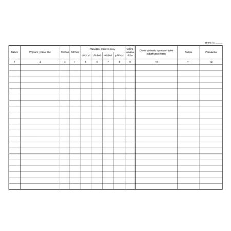 Kniha příchodů a odchodů oboustranná Baloušek A4 / 40 stran / ET372