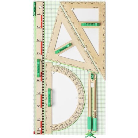 Magnetické rýsovací potřeby na školní tabuli WISSNER  - sada 6 ks / dřevo Magnetické rýsovací potřeby na školní tabuli WISSNER  - sada 6 ks / dřevo