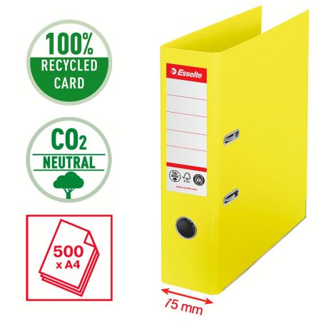 Pořadač pákový Esselte CO2 neutrální - A4 / hřbet 7,5 cm / žlutá