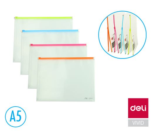 Spisové desky DELI  Fashion na zip - A5 / barevný mix