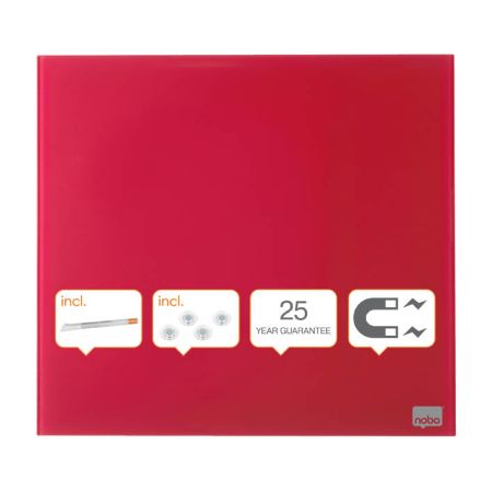 Tabule magnetické skleněné Diamond - 45 x 45 cm / červená