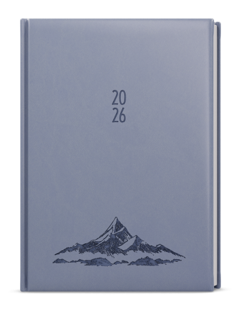 Diář VIVELLA s ražbou - B6 / denní / holubí šeď / hory