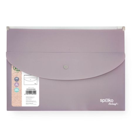 Spisové desky se zipemSpoko ReLeaf Soft touch - A5+ / levandulová Spisové desky se zipemSpoko ReLeaf Soft touch - A5+ / levandulová