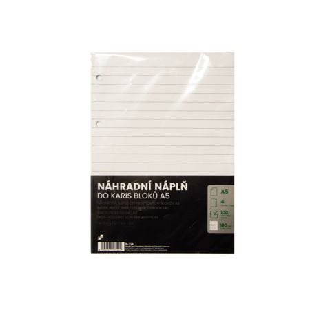 Náhradní náplně do kroužkových záznamníků - A5 / linka Náhradní náplně do kroužkových záznamníků - A5 / linka