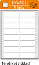 Tabelační etikety s vodící drážkou - 100 x 36,1 mm dvouřadé 8000 etiket / 500 skladů
