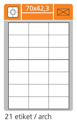 Print etikety A4 pro laserový a inkoustový tisk / 30 archů - 70 x 42,3 mm (21 etikety / arch)