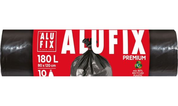 Pytle na odpad Alufix Premium - 80x120cm / 180l / 45my / 10ks / černá