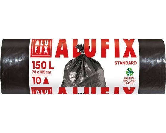 Pytle na odpad Alufix Standard - 105x78cm / 150l / 35my / 10ks / černá