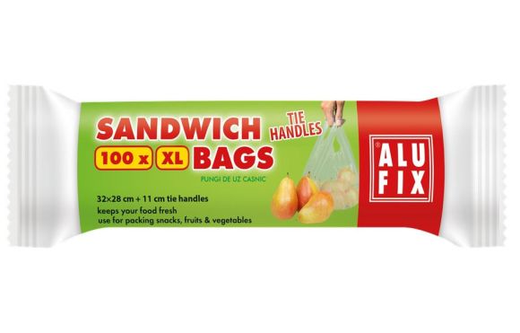 Alufix svačinové sáčky s uchy na roli - 32 x 28 + 11 cm / 100 ks