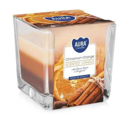 Vonná svíčka tříbarevná - Pomeranč a skořice Vonná svíčka tříbarevná - Pomeranč a skořice