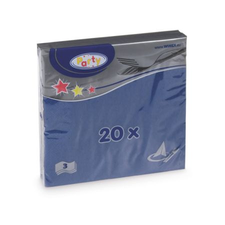 Wimex papírové ubrousky modré 3-vrstvé 33 cm x 33 cm 20 ks Wimex papírové ubrousky modré 3-vrstvé 33 cm x 33 cm 20 ks