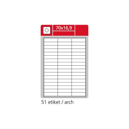Print etikety A4 pro laserový a inkoustový tisk - 70 x 16,9 mm (51 etiket / arch ) / snímatelné