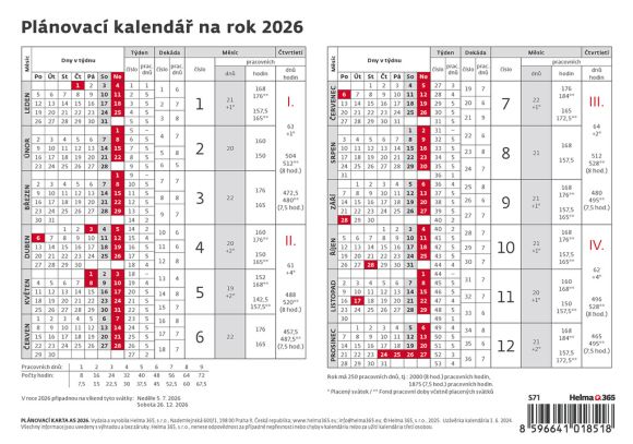 Kalendář plánovací - Plánovací karta A5