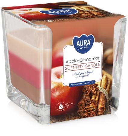 Vonná svíčka tříbarevná - Jablko a skořice Vonná svíčka tříbarevná - Jablko a skořice