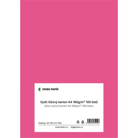 Barevný karton - A4 / 160 g / sytě růžová Barevný karton - A4 / 160 g / sytě růžová