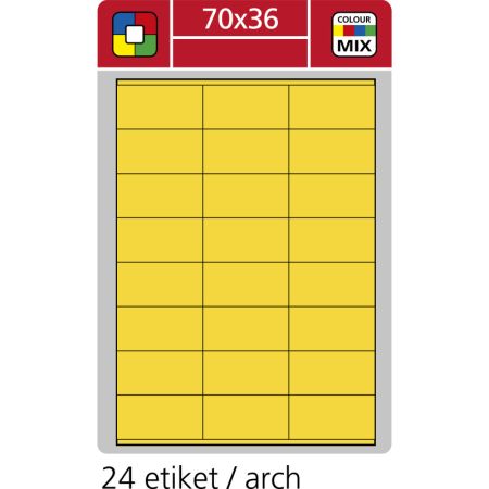 Print etikety A4 pro laserový a inkoustový tisk - 70 x 36 mm (24 etiket/ arch) žlutá