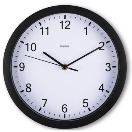 Nástěnné hodiny Hama Elba černé / tichý chod / průměr 25 cm Nástěnné hodiny Hama Elba černé / tichý chod / průměr 25 cm
