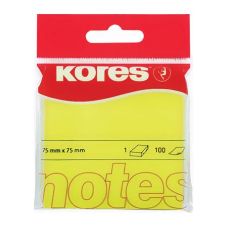Samolepicí bloček Kores neon - žlutá