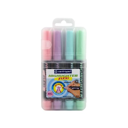 Zvýrazňovač Centropen Flexi Soft pastel 8542 / sada 4 ks Zvýrazňovač Centropen Flexi Soft pastel 8542 / sada 4 ks