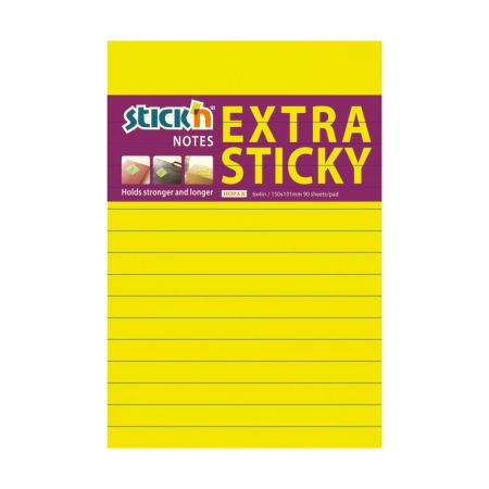 Samolepicí bločky Stick´n by Hopax Extra Sticky - 101 x 150 mm / linka / 90 lístků / neonová žlutá Samolepicí bločky Stick´n by Hopax Extra Sticky - 101 x 150 mm / linka / 90 lístků / neonová žlutá