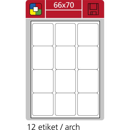Print etikety A4 pro laserový a inkoustový tisk - 66 x 70 mm (12 etiket / arch)