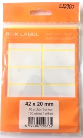 Samolepicí etikety v sáčku - 42 x 20 mm / 100 etiket Samolepicí etikety v sáčku - 42 x 20 mm / 100 etiket