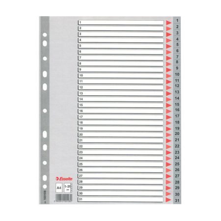 Rozdružovač A4 plastový Esselte - šedý / 1 - 31 Rozdružovač A4 plastový Esselte - šedý / 1 - 31
