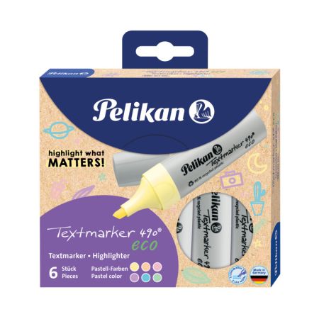 Zvýrazňovač Pelikan 490 ECO PASTEL / sada 6 ks Zvýrazňovač Pelikan 490 ECO PASTEL / sada 6 ks