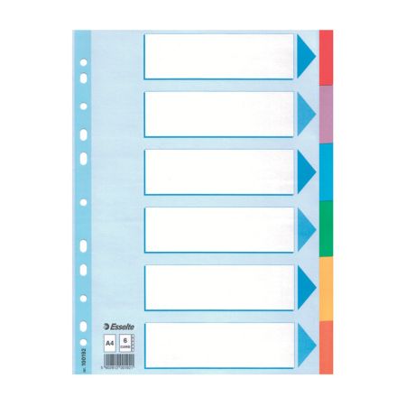 Rozdružovač A4 kartonový Esselte - barevný / 6 listů Rozdružovač A4 kartonový Esselte - barevný / 6 listů