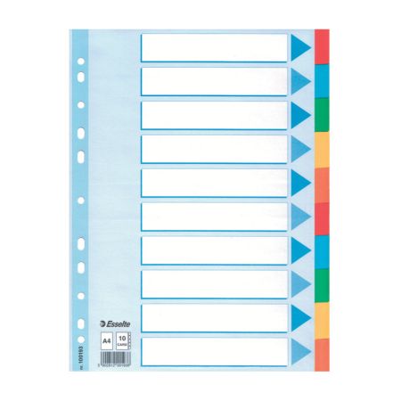 Rozdružovač A4 kartonový Esselte - barevný / 10 listů Rozdružovač A4 kartonový Esselte - barevný / 10 listů