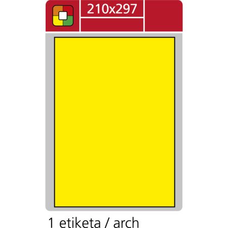 Print etikety A4 pro laserový tisk - fluorescentní - 210 x 297 mm (1 etiketa / arch) fluorescentní žlutá Print etikety A4 pro laserový tisk - fluorescentní - 210 x 297 mm (1 etiketa / arch) fluorescentní žlutá
