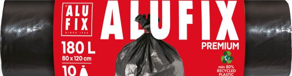 Pytle na odpad Alufix Premium - 80x120cm / 180l / 45my / 10ks / černá