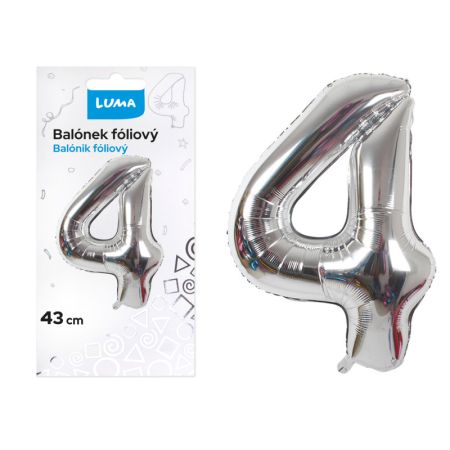 Balónek nafukovací č. 4 - stříbrný / 43cm