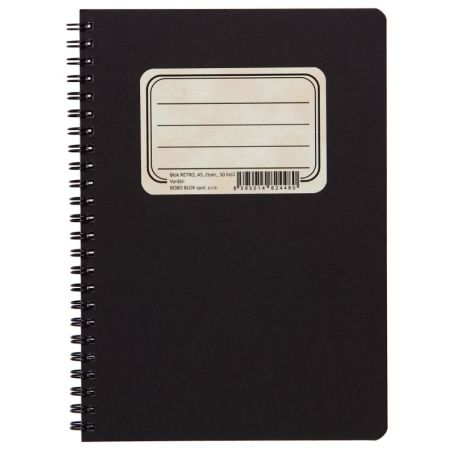 Blok BOBO Retro s boční spirálou - A5 / čtvereček Blok BOBO Retro s boční spirálou - A5 / čtvereček