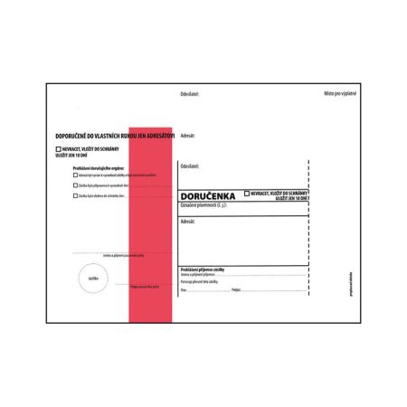 Obálky C5 s doručenkou, vytrhovací okénko - s červeným pruhem / 1000 ks