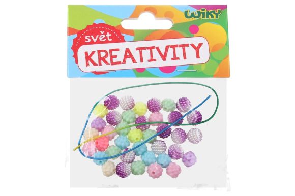 Korálky W018301 barevné s provázkem