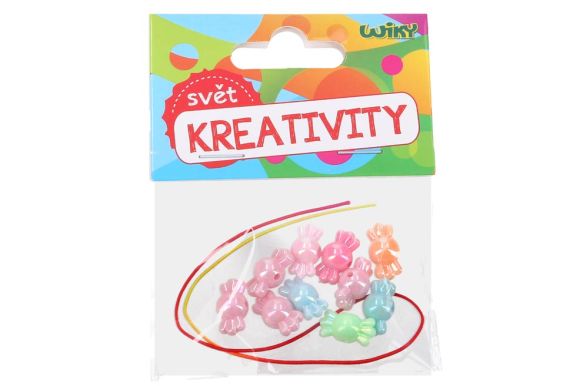 Korálky W018302 barevné s provázkem