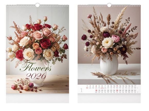 kalendář 2026 nástěnný Flowers 1061629