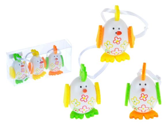 vajíčka plast 5,5cm/3ks v slepice krabičce 2221434