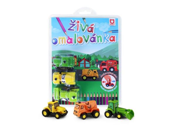 Omalovánky 18x23,5cm stavba + 3ks aut