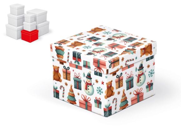 krabice dárková vánoční C-V009-D 14x14x11cm 5371163